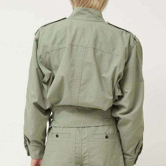 Etoile Isabel Marant Zonca Jacket Cotton Overall Utility Green M New - Picture 6 of 11